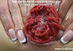 Cute Dakota is slowly playing with shaved pussy.