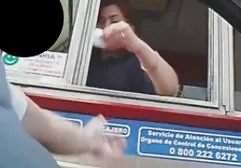 Seductive blonde in leather corset gives slave to lick pussy