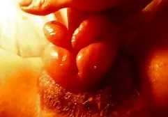 Masturbation blonde girl with a member