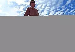 Passionate blonde sits on the stairs and caresses wet pussy