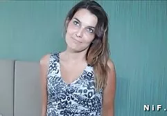 Babe in glasses jerks cock between boobs