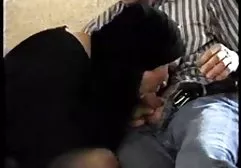 Muscular chick with big boobs of a man section and masturbating him a dick