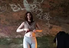 Long strapon hammering Karina's pussy in private