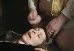 Slutty chick in red latex masturbates on the veranda