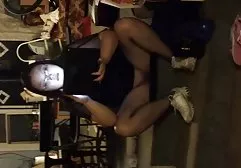 Blonde in school uniform sucks rubber phallus