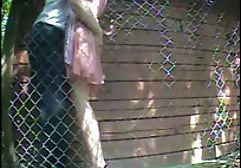 Big breasted blondie naked in the yard