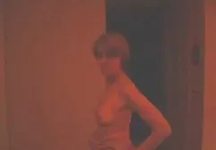 Fat woman splashing in the sea naked next to her slim sister