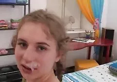 Burning brunette undressed and gave the guy in the delicious ass