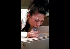 Pervert squeezes tied milking blondes