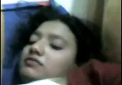 Russian babe in a red sexy peignoir makes a blowjob from 1 person