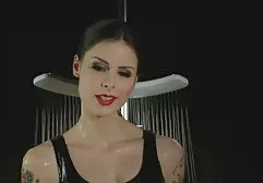 Erotic display on a billiard table from a busty Russian blonde